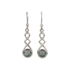 A swirly, unique and elegant pair of sterling silver earrings, carrying a range of gems - Earrings - British D'sire