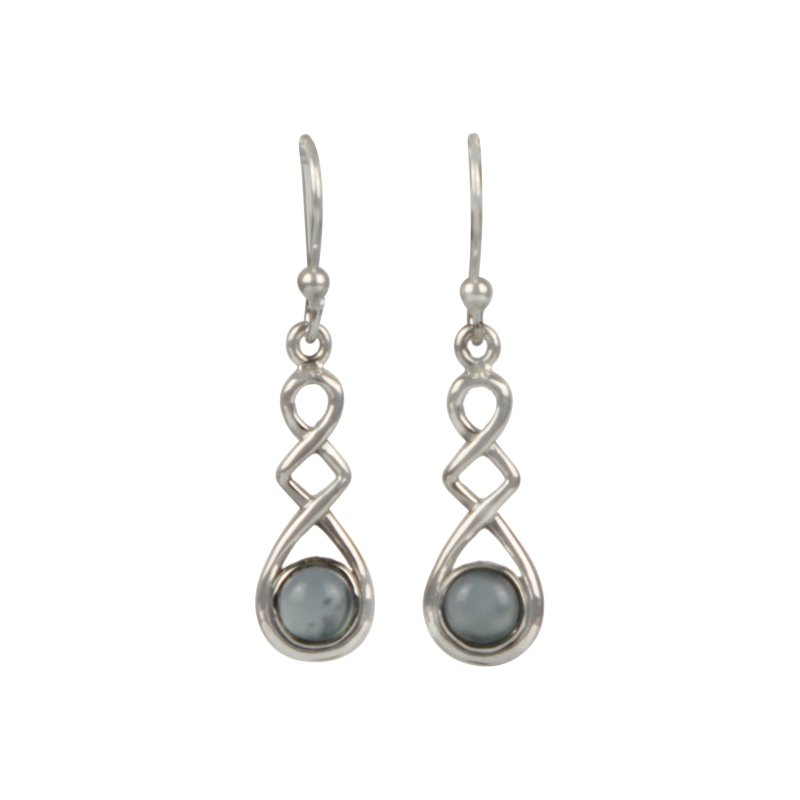 A swirly, unique and elegant pair of sterling silver earrings, carrying a range of gems - Earrings - British D'sire
