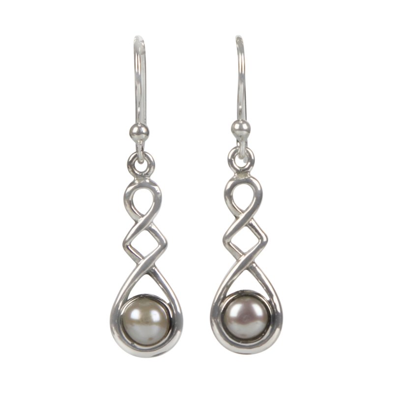 A swirly, unique and elegant pair of sterling silver earrings, carrying a range of gems - Earrings - British D'sire Main image