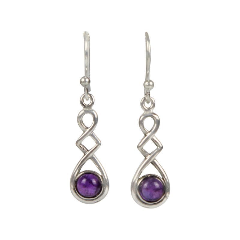 A swirly, unique and elegant pair of sterling silver earrings, carrying a range of gems - Earrings - British D'sire