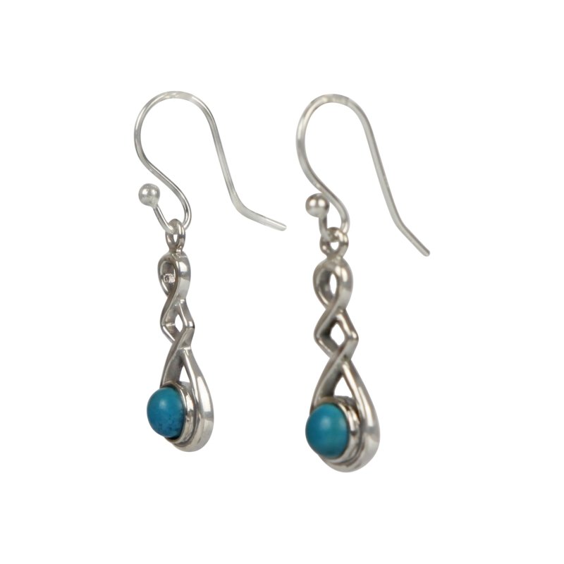 A swirly, unique and elegant pair of sterling silver earrings, carrying a range of gems - Earrings - British D'sire