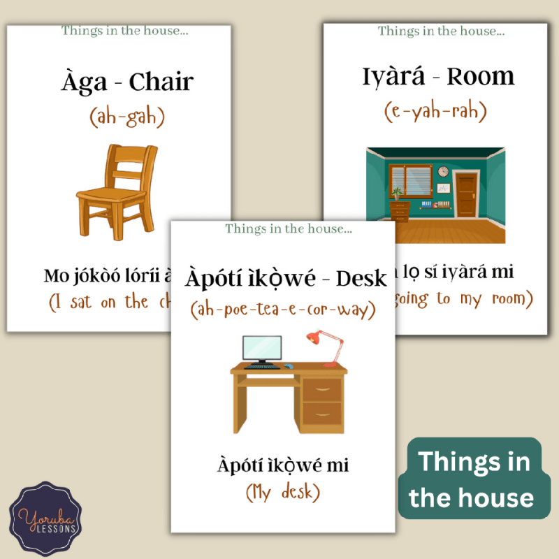 A – Yoruba Flashcards To Learn Vocabulary – Food, Verbs and Things in The House (Physical pack) - Flashcards/Learning Resources - British D'sire