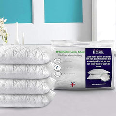 Adam Home Premium Pillows 4 Pack Hotel Quality Firm with Quilted Cover (4 Pillows, Standard) - Filled Pillows for Bed, Stomach and Back Sleeper- Down Alternative -Soft Hollow-Fiber Bed Pillow - British D'sire