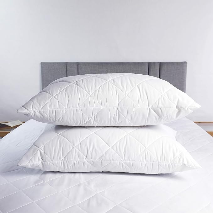 Adam Home Premium Pillows 4 Pack Hotel Quality Firm with Quilted Cover (4 Pillows, Standard) - Filled Pillows for Bed, Stomach and Back Sleeper- Down Alternative -Soft Hollow-Fiber Bed Pillow - British D'sire