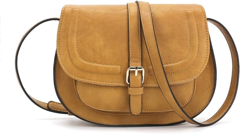 AFKOMST Crossbody Bag for Women Small Satchel and Shoulder Bag Vintage Saddle Handbags Vegan Leather - Women's bags and pouches - British D'sire