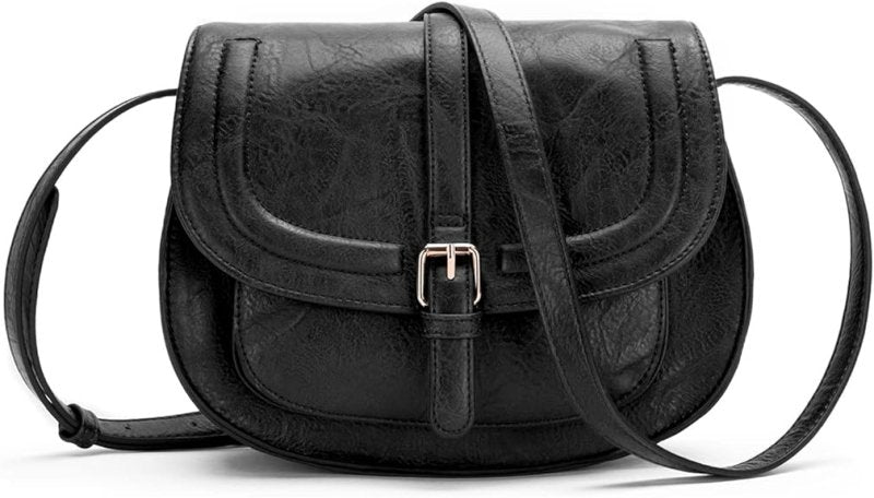 AFKOMST Crossbody Bag for Women Small Satchel and Shoulder Bag Vintage Saddle Handbags Vegan Leather - Women's bags and pouches - British D'sire Main image