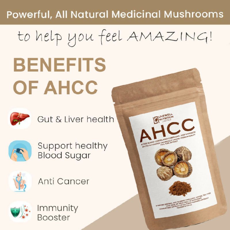 AHCC Hexose | Correlated Compound | High Strength | Cultured Shiitake | Extract Mycelium | Natural Killer Cell Activity | 60 Grams Bag | Better Than Capsules - Health and Wellness - British D'sire