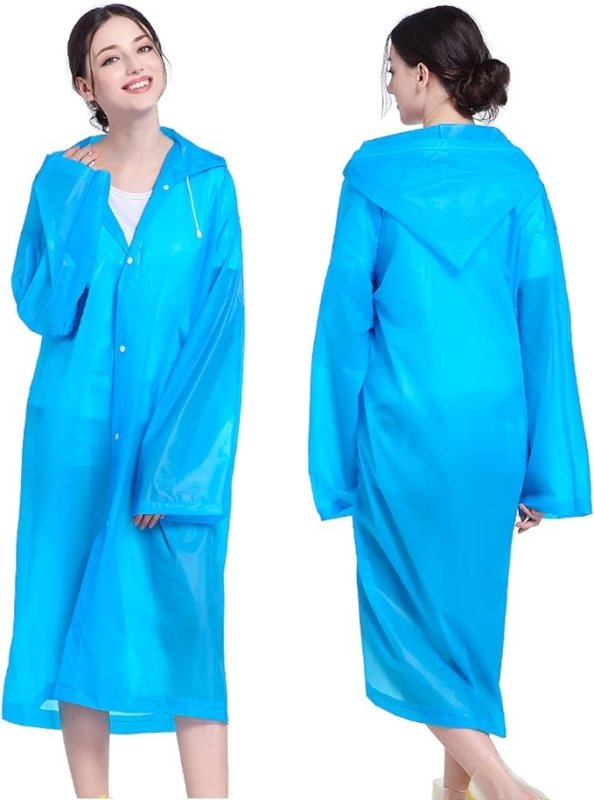 AIDEGER EVA Rain Ponchos for Adults, 2 Pack Reusable Raincoats with Hoods and Sleeves Lightweight Rain Jacket - British D'sire