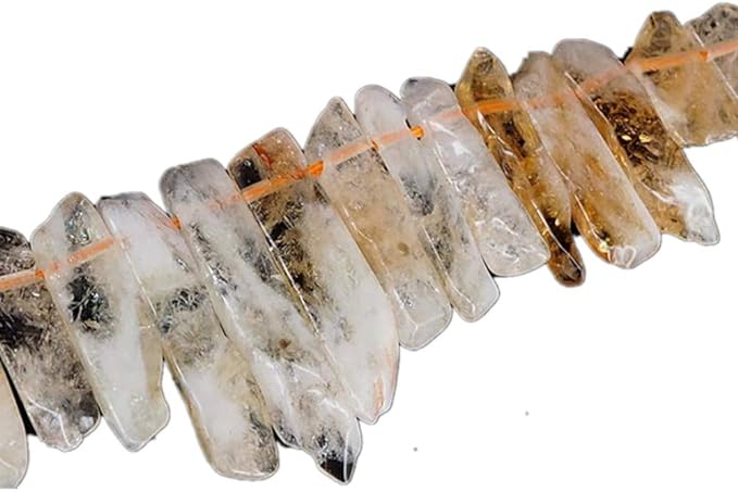 AITELEI Natural Red Grain Stone Crystal Points Beads Irregular Flat Strip Loose Stick Beads Gemstone for Jewelry Making Healing Crystal Polished/Raw Quartz Top Drilled - British D'sire