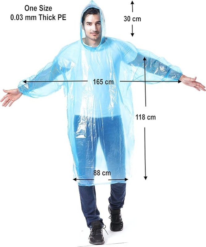 Alfachy Pack of 5 Very Thick & Disposable Rain Poncho for Adults Emergency Waterproof Poncho, Ideal for Festivals, Sightseeing, Camping, Theme Parks and Everyday Commute - Unisex Clothing's - British D'sire