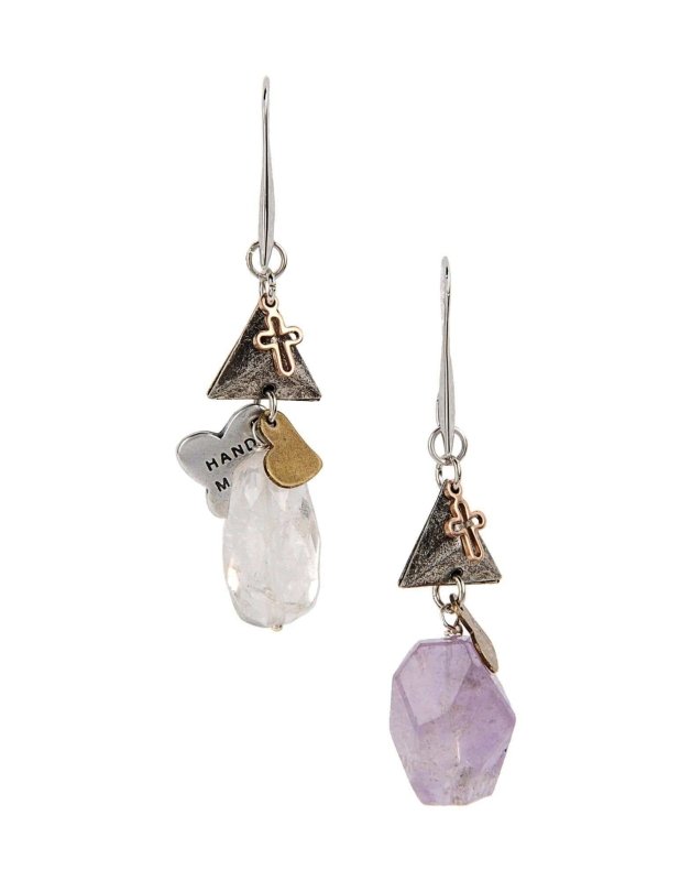 Amethyst and Rock Crystal Dangle and Drop Earrings - Earrings - British D'sire