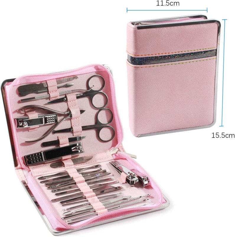 Ancoo Professional Manicure Set,29 Pcs Nail Clippers Pedicure Care Tools for Man & Women, Stainless Steel Grooming Kit with PU Leather Case for Travel & Home - Skin Care Kits & Combos - British D'sire