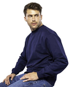 Antonio Falcone 100% Cotton Crew Neck Unbrushed Stonewashed Sweatshirt Navy - Men's Hoodies & Sweatshirts - British D'sire