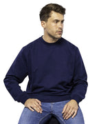 Antonio Falcone 100% Cotton Crew Neck Unbrushed Stonewashed Sweatshirt Navy - Men's Hoodies & Sweatshirts - British D'sire