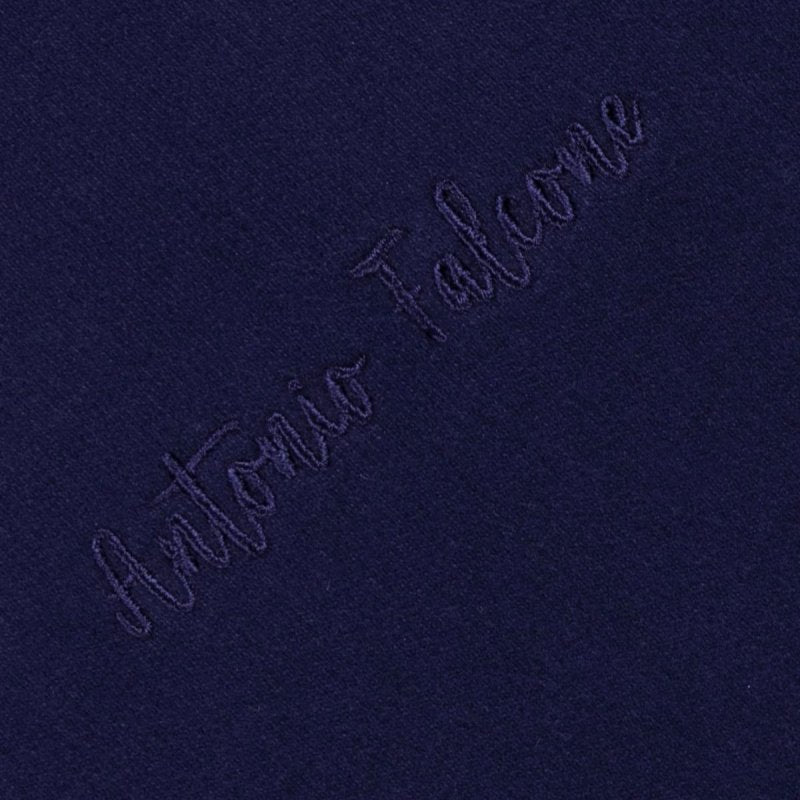 Antonio Falcone 100% Cotton Crew Neck Unbrushed Stonewashed Sweatshirt Navy - Men's Hoodies & Sweatshirts - British D'sire
