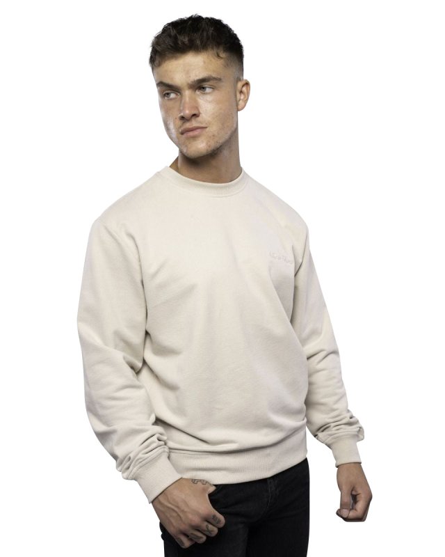 Antonio Falcone 100% Cotton Crew Neck Unbrushed Stonewashed Sweatshirt Stone - Men's Hoodies & Sweatshirts - British D'sire Main image