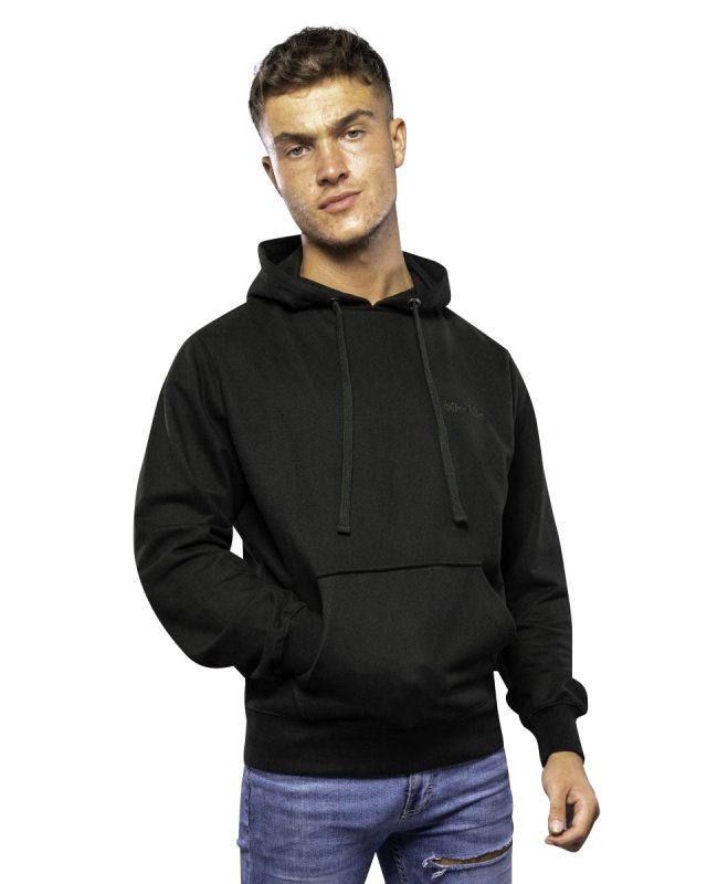 Antonio Falcone Tonal Embroidery Long Sleeve Hooded Sweatshirt Black - Men's Hoodies & Sweatshirts - British D'sire Main image