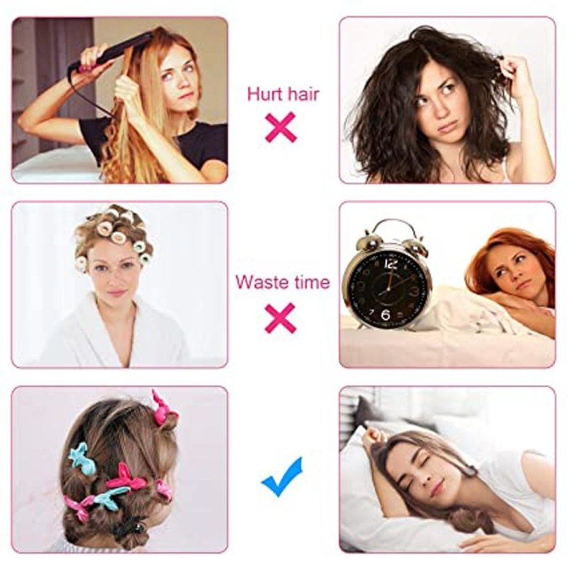 (AP)Ladies 40PC Polka Dot Hair Curling Pear Flower Head Fabric Curling Iron - Hair Care & Styling - British D'sire