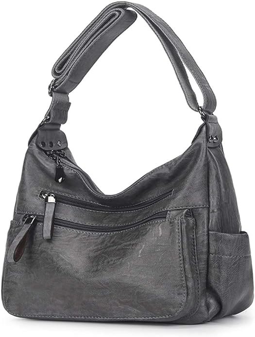 Artwell Fashion Crossbody Bag For Women Shoulder Bag Soft PU Leather Handbags Purses Multi Pocket Hobo Tote Bag (Gray) - British D'sire