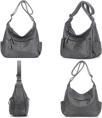 Artwell Fashion Crossbody Bag For Women Shoulder Bag Soft PU Leather Handbags Purses Multi Pocket Hobo Tote Bag (Gray) - British D'sire