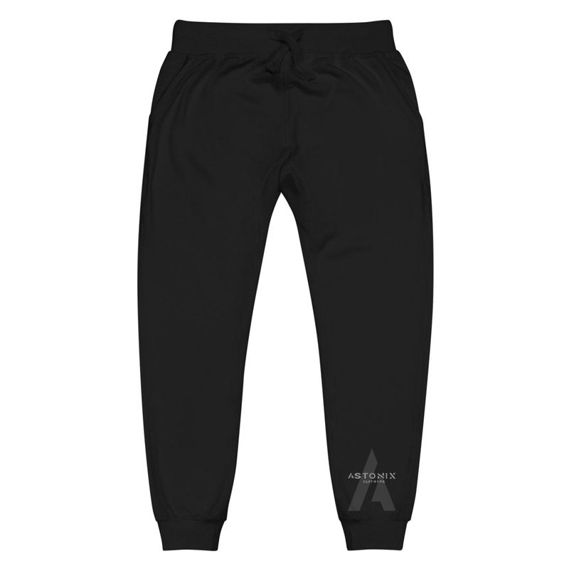 Astonix Black Unisex Fleece Sweatpants Cotton Heritage M7580 S Black and Red