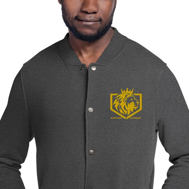 ASTONIX CHARCOAL HEATHER CHAMPION BOMBER JACKET - Men Hoodie and Sweatshirts - British D'sire