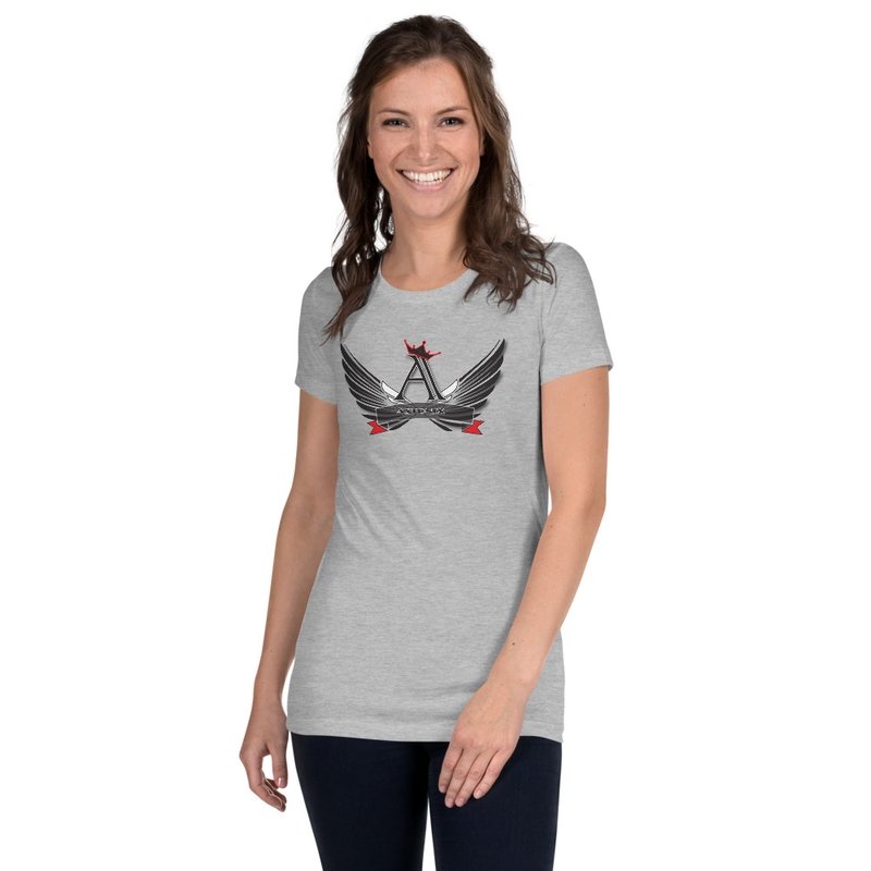 Astonix CROWNED 'A' W/ ANGEL WINGS" WOMEN'S T-SHIRT IN BLACK - Women's T-Shirts & Shirts - British D'sire