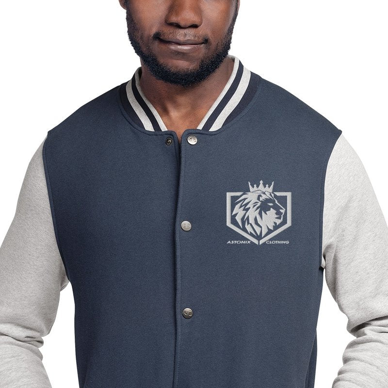 Astonix Navy Blue/Oxford Grey Champion Bomber Jacket - Men's Hoodies & Sweatshirts - British D'sire