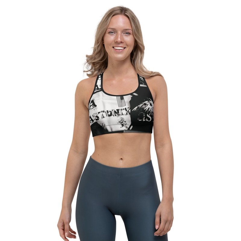 ASTRONIX BLACK & WHITE ALL-OVER PRINT ASTONIX SPORTS BRA - Bra & Panties - British D'sire