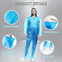 AuRiver 3 Sets Disposable Rain Ponchos with Pants, Waterproof Ponchos Adults, Light Weight Rain with Hood Women Men, Thickened Rain Poncho with Pants - British D'sire