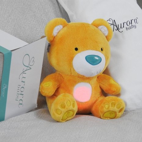 Aurora Baby Sleep Aid, with Automatic Cry Sensor & Night Light - Honey Bear (Silver & Yellow) - Stuffed & Plush Animals - British D'sire