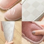 Autumn Winter House Slippers Striped Linen Non-Slip Soft Underside Cotton Slippers, Size: 36-37(Red) - Autumn Winter House Slippers - British D'sire