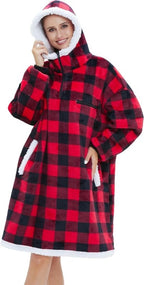 AZENTOP Oversized Blanket Hoodie Women Men, Wearable Blanket Hoodie, Sherpa Fleece Hoodie Blanket, Cozy Warm Hoodie Blanket - British D'sire