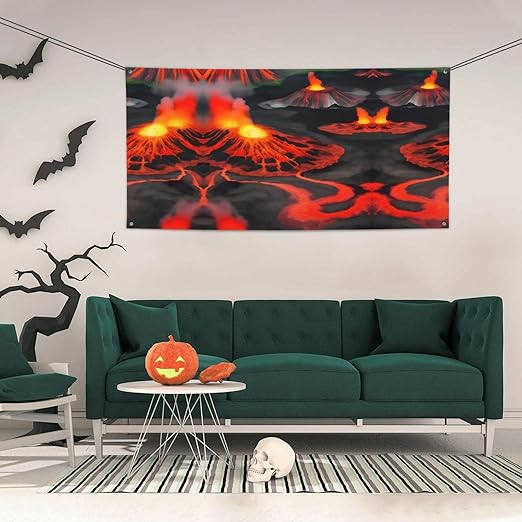 Backdrop Banner Halloween Party Decorations For Christmas Indoor Outdoor Party Supplies Wedding Event,Kilauea Volcanos Print - British D'sire