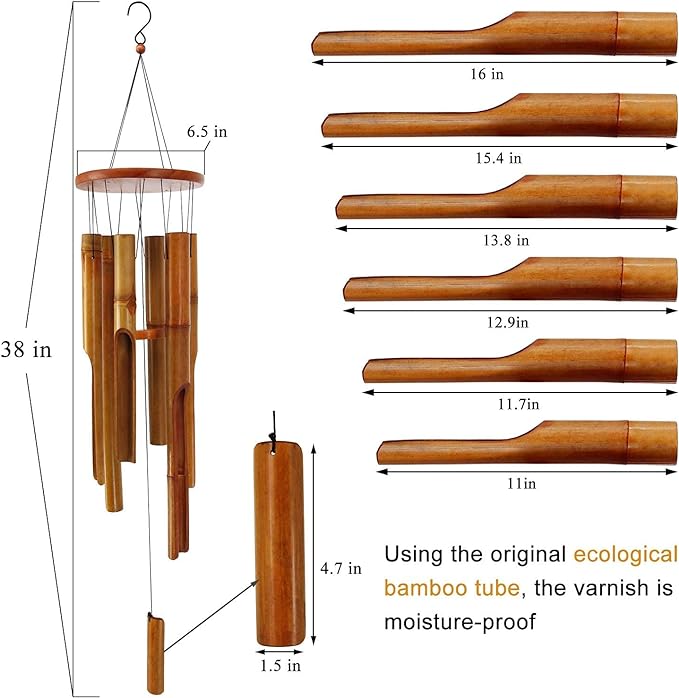 Handmade bamboo wooden wind chimes | Deep lovely relaxation tones for garden, patio and balcony Secondary image
