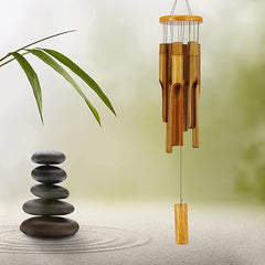 Bamboo Wind Chimes Outdoor,Wooden Wind Chimes for Outside with Melody Deep Tone,38" Classic Zen Garden Windchime for Relaxation, Grace.Home Décor for Patio, Garden or Indoor - British D'sire