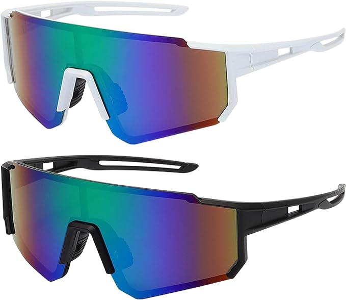 BDSHUNBF 2 Pcs Cycling Glasses, Sports Polarized Sunglasses, Polarized Cycling Sunglasses for Men Women, UV400 Protection Polarised Sun Glasses Ski Goggles Outdoor Bicycle Motorbike Driving Fishing - British D'sire Main image