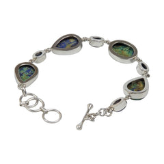 Beautiful Azurite Malachite Sterling Silver Bracelet accented with Iolite Gems - Bracelets & Bangles - British D'sire