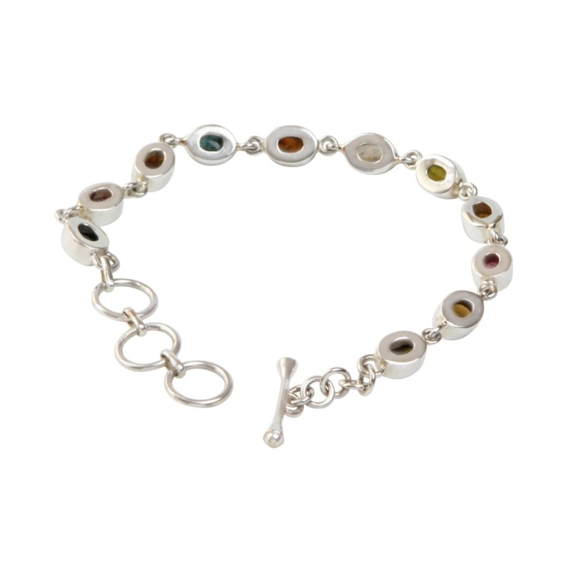 Beautiful multi stone Sterling Silver Bracelet with 11 varied colours of Tourmalines Secondary image