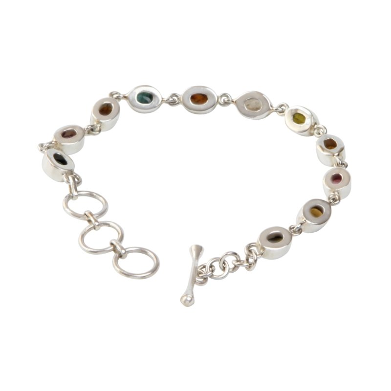 Beautiful multi stone Sterling Silver Bracelet with 11 varied colours of Tourmalines - Bracelets & Bangles - British D'sire