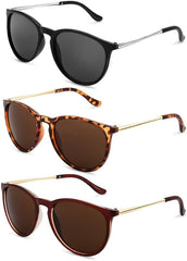Bestomrogh 3Pack Vintage Round Sunglasses for Women, Classic Retro Polarized Sunglasses Ladies Sunglasses - Women's Sunglasses - British D'sire