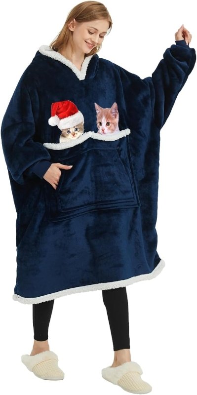 Birity Blanket Hoodie,Super Soft Warm Wear-Resistant Sweatshirt Blankets,Comfortable Enlarged Giant Pocket and Plush Blanket Jumper.One size fits all UK People Include Men,Women,Elderlys,Teenagers. - British D'sire