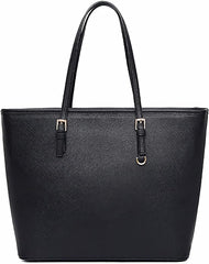 Black Handbag Women Tote Bag: Large Faux Leather Handbags for Lady