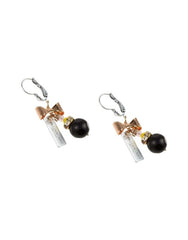 Black onyx cluster earrings with rose gold. Long earrings. - Earrings - British D'sire