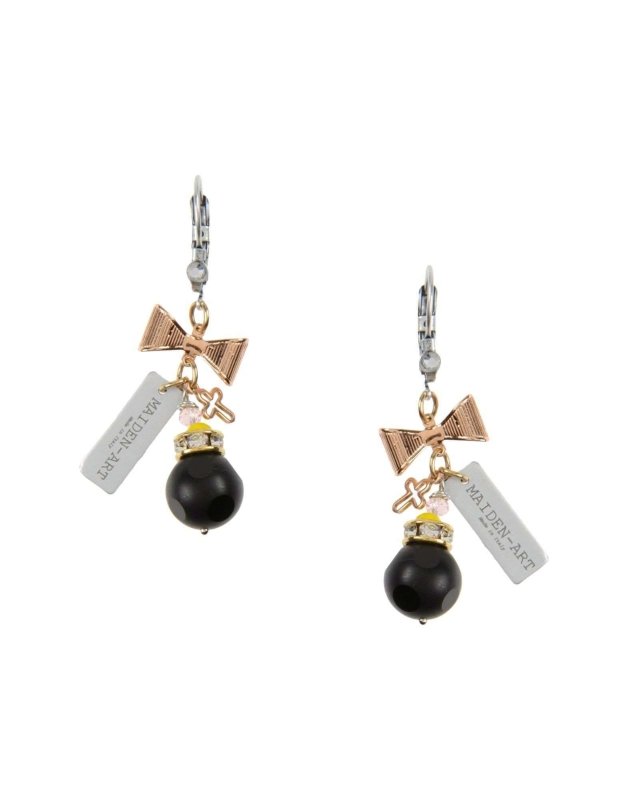 Black onyx cluster earrings with rose gold. Long earrings. - Earrings - British D'sire