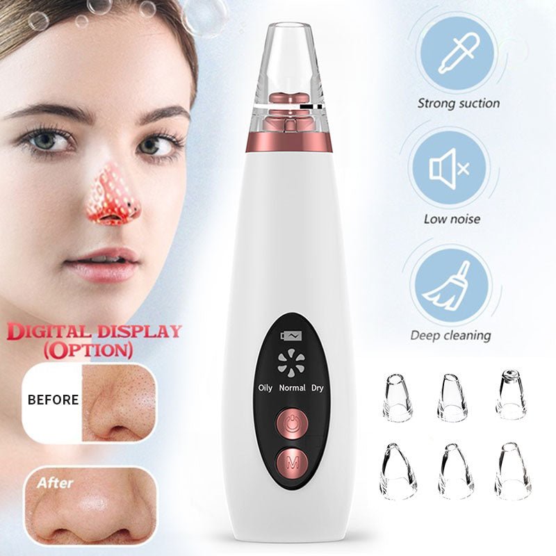 Blackhead Remover Pore Vacuum Cleaner - Upgraded Blackhead Suction Tool With Display-USB Rechargeable Facial Pore Cleanser 6 Replaceable Suction Probes For All Skin - Face Care - British D'sire
