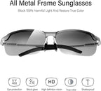 Bloomoak Photochromic Driving Glasses - Photochromism & Polarization |Adjustable Nose Pad |Non-Slip Temple - For Sunny & Cloudy Day Driving |Fishing |Golf |Reduce Glare |UV400 Eyes Protection - British D'sire