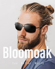 Bloomoak Polarisierte Sonnenbrille Herren Fahren Sonnenbrille 100% UV400 Schutz Polarisierte Outdoor Sportbrille Sonnenbrille mit Classic Al-Mg Metallrahmen - British D'sire