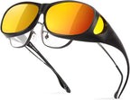 Bloomoak Polarized Over Glasses Anti-Glare UV 400 Protection for Men Women - Fit Over Glasses/Suit for Driving/Fishing/Golf - British D'sire