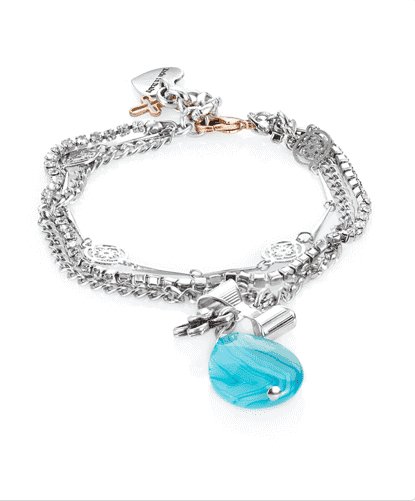 Blue agate stone charm bracelet. Silver Charm Bracelet. - Bracelets - British D'sire